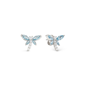 SHINE ME UP EARRINGS 241903/011 SMALL DRAGONFLY STUDS WITH BLUE CZ