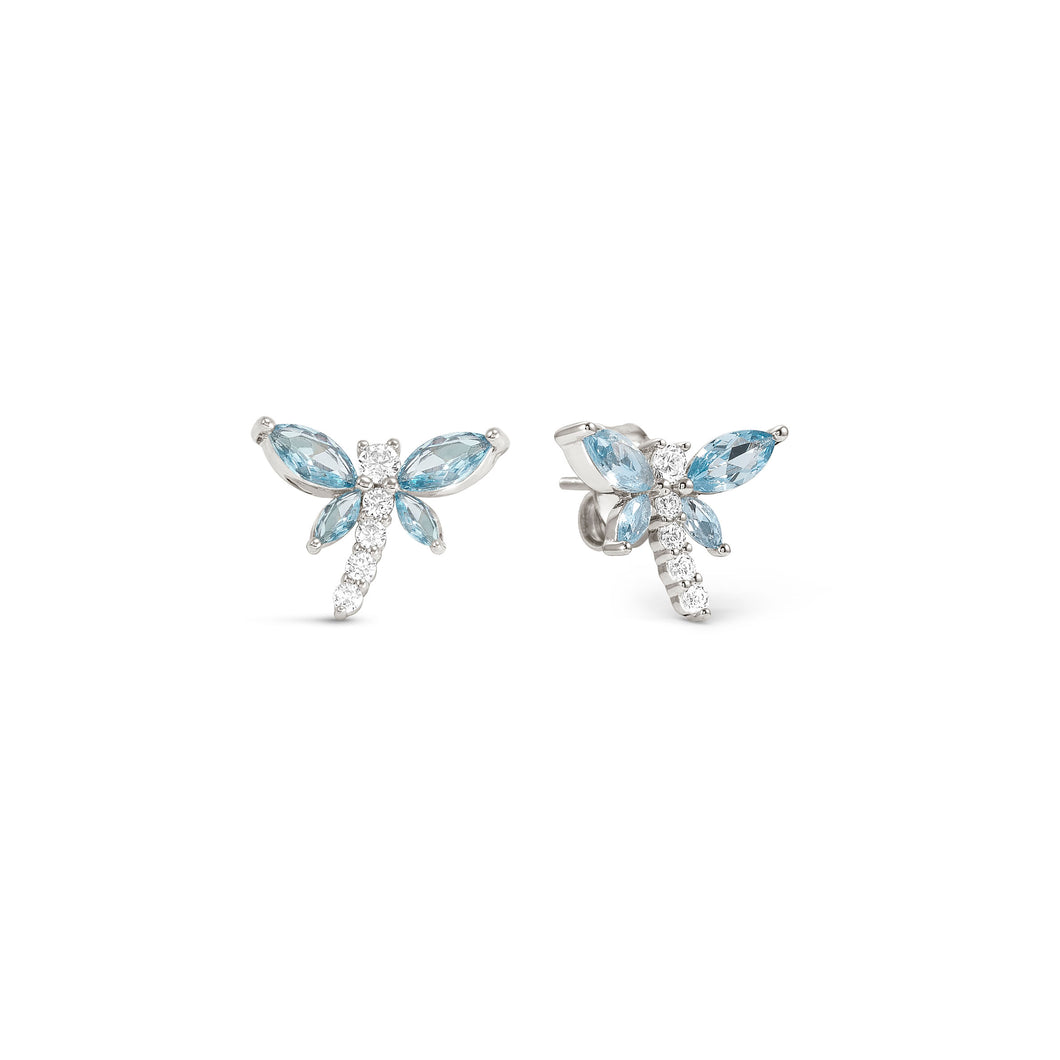 SHINE ME UP EARRINGS 241903/011 SMALL DRAGONFLY STUDS WITH BLUE CZ