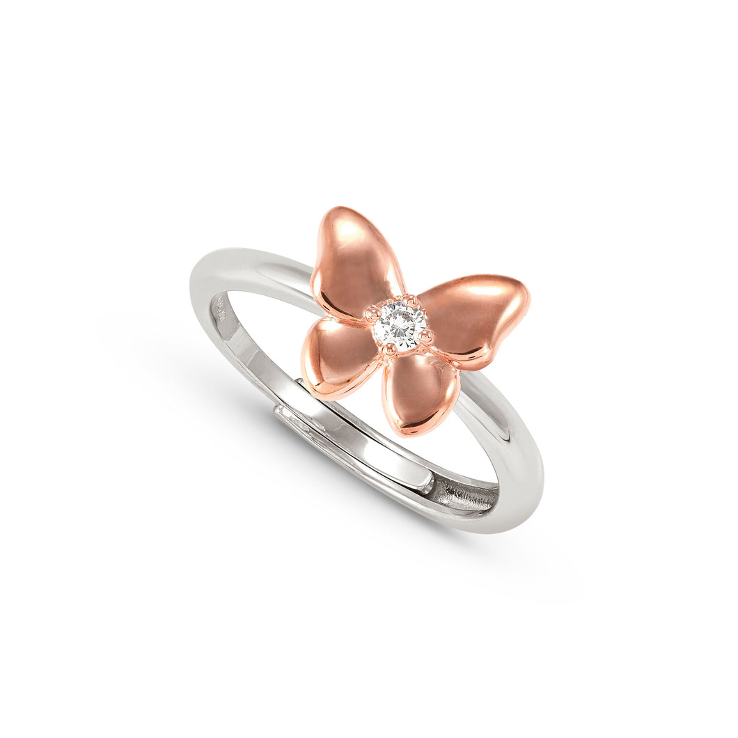 SWEETMADAME SILVER RING 242000/041 ROSE GOLD BUTTERFLY WITH CZ