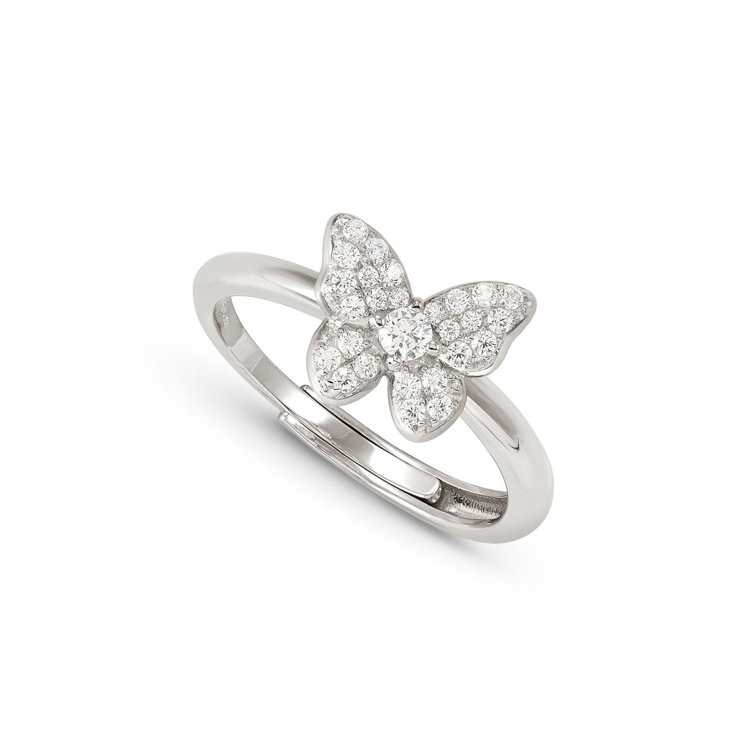 SWEETMADAME SILVER RING 242001/040 BUTTERFLY WITH CZ