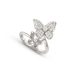 SWEETMADAME SILVER RING 242002/040 BUTTERFLY WITH CZ
