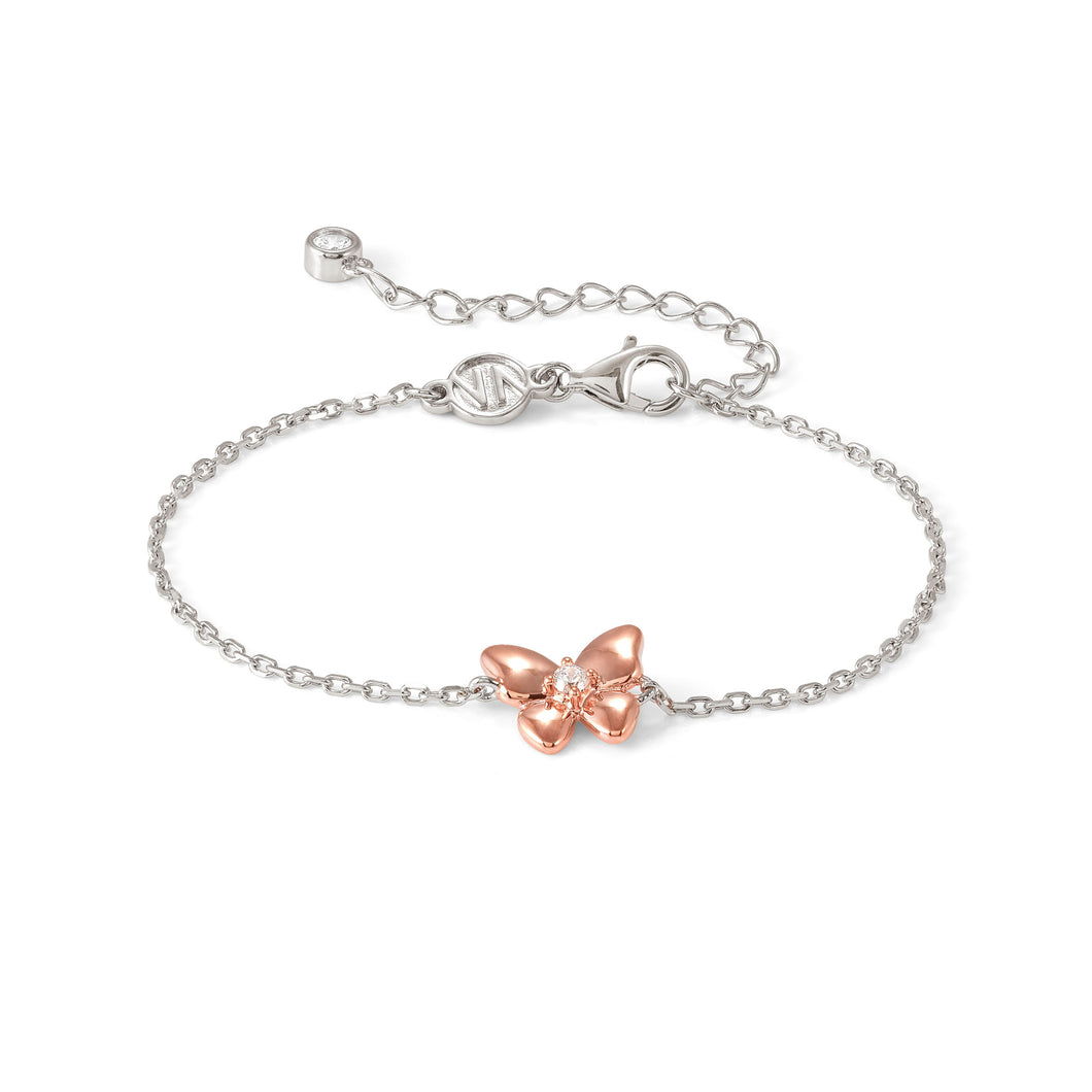 SWEETMADAME SILVER & ROSE GOLD BRACELET 242004/041 BUTTERFLY WITH CZ