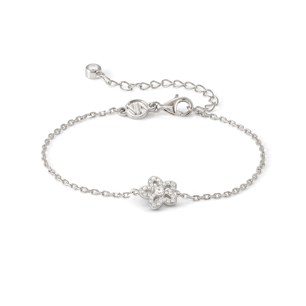 SWEETMADAME SILVER BRACELET 242005/010 SMALL FLOWER WHITE CZ