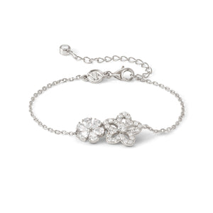 SWEETMADAME SILVER BRACELET 242006/010 TWIN FLOWERS WHITE CZ