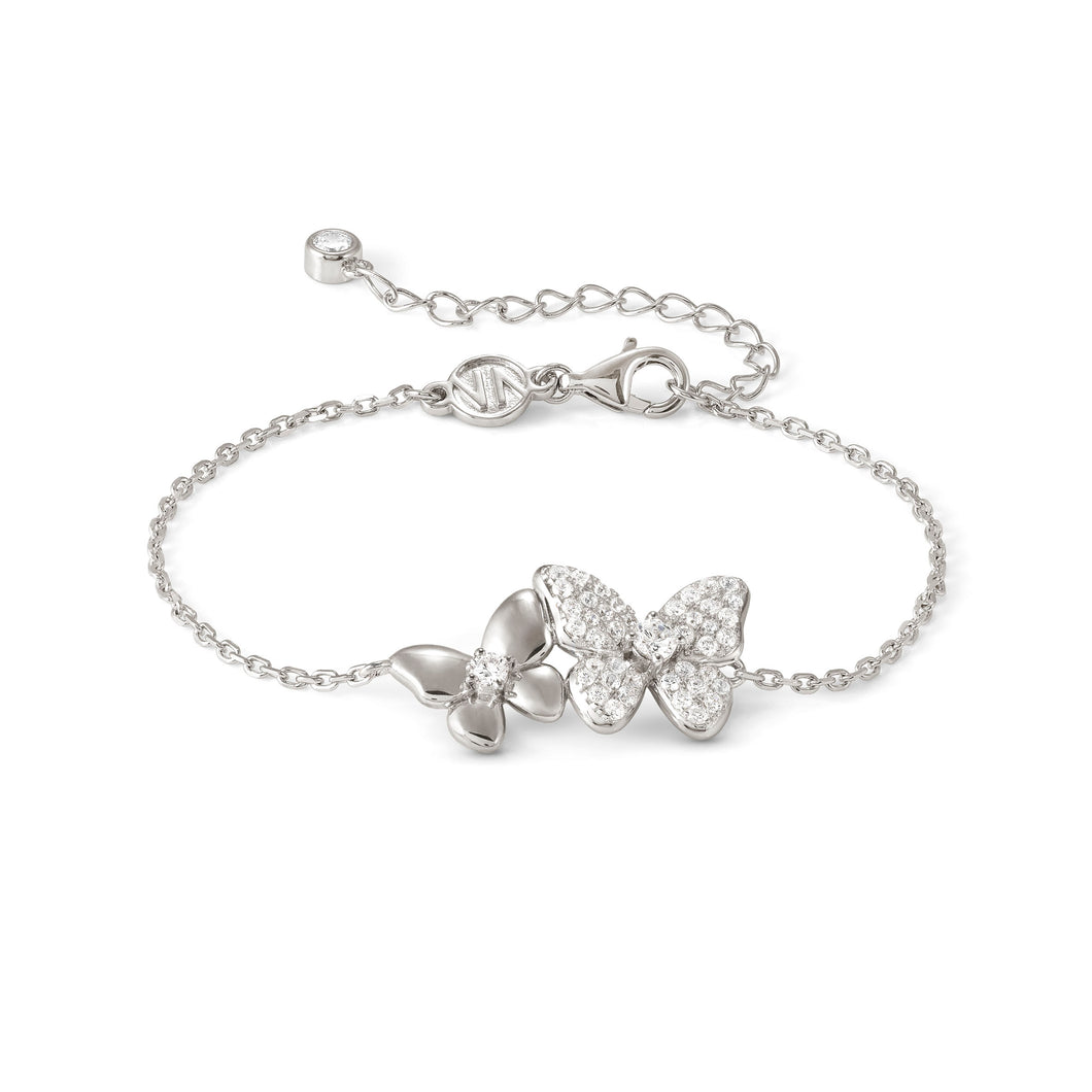 SWEETMADAME SILVER BRACELET 242006/040 TWIN BUTTERFLY WHITE CZ