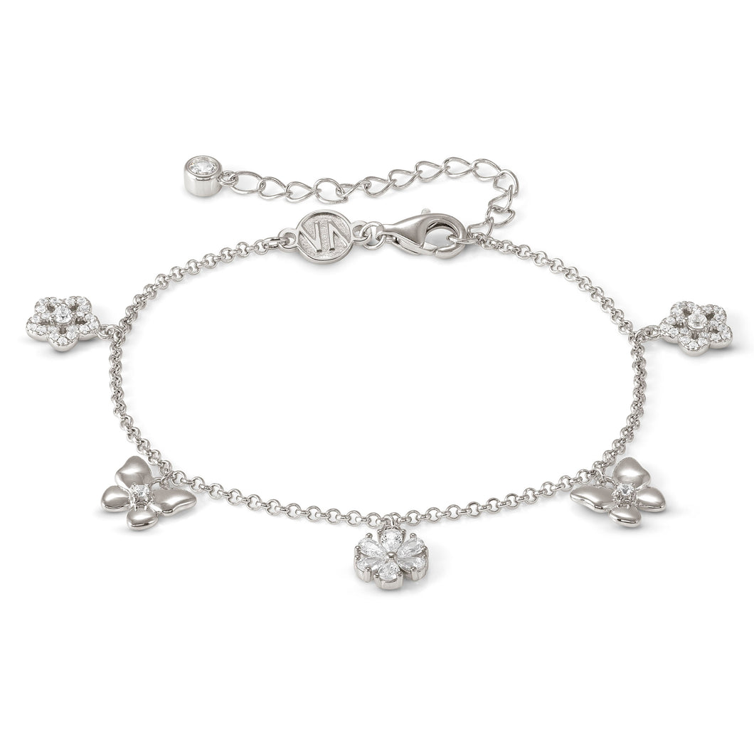 SWEETMADAME SILVER BRACELET 242007/050 NATURE CHARMS WITH CZ