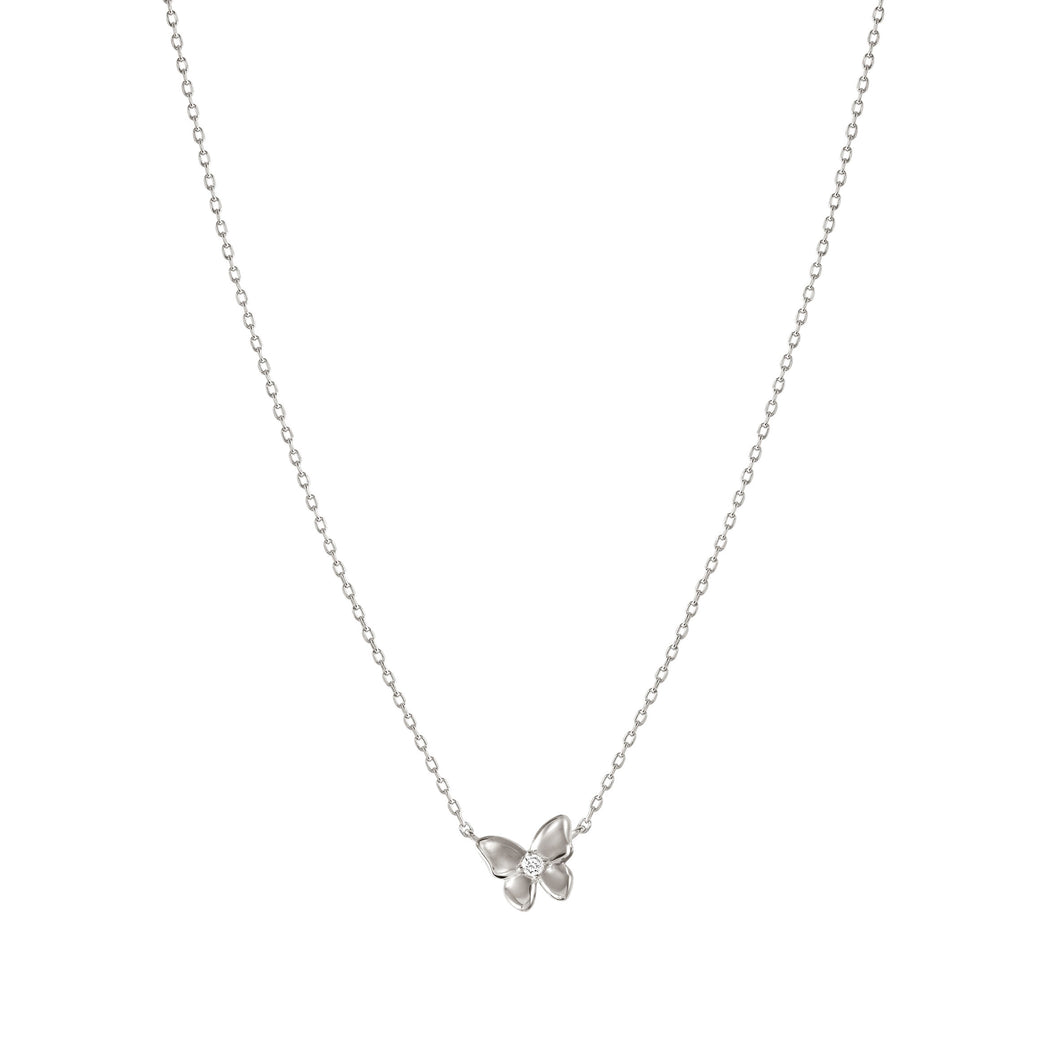 SWEETMADAME SILVER NECKLACE 242008/040 BUTTERFLY CZ PENDANT
