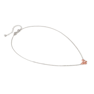 SWEETMADAME SILVER & ROSE GOLD NECKLACE 242008/041 BUTTERFLY CZ PENDANT