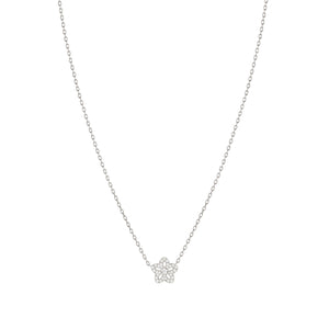 SWEETMADAME SILVER NECKLACE 242009/010 FLOWER WHITE CZ PENDANT