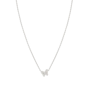 SWEETMADAME SILVER NECKLACE 242009/040 BUTTERFLY WHITE CZ PENDANT
