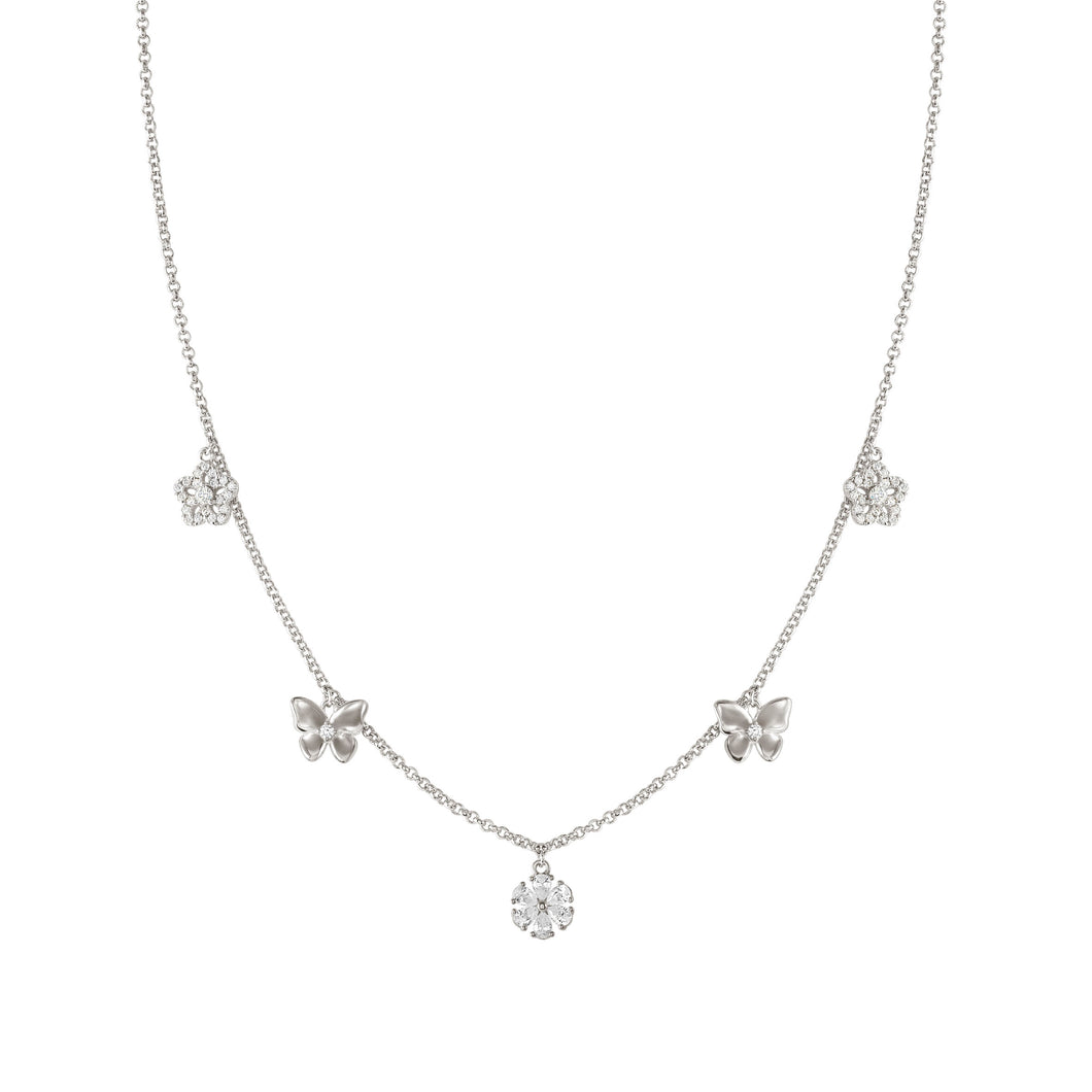 SWEETMADAME SILVER NECKLACE 242011/050 NATURE CZ PENDANTS