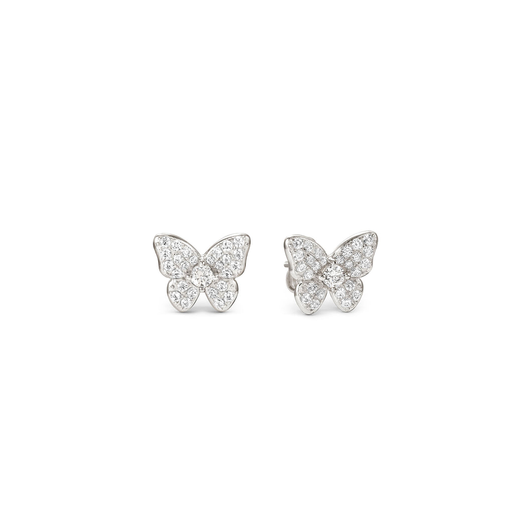 SWEETMADAME SILVER STUDS 242013/040 PAVÉ SET CZ BUTTERFLIES