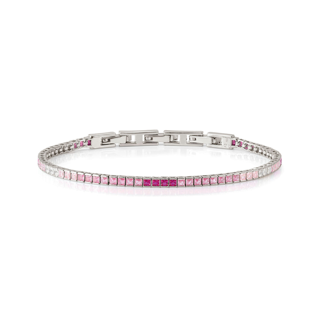 DAYTONIGHT SILVER TENNIS BRACELET 242102/003 TONAL PINK CZ