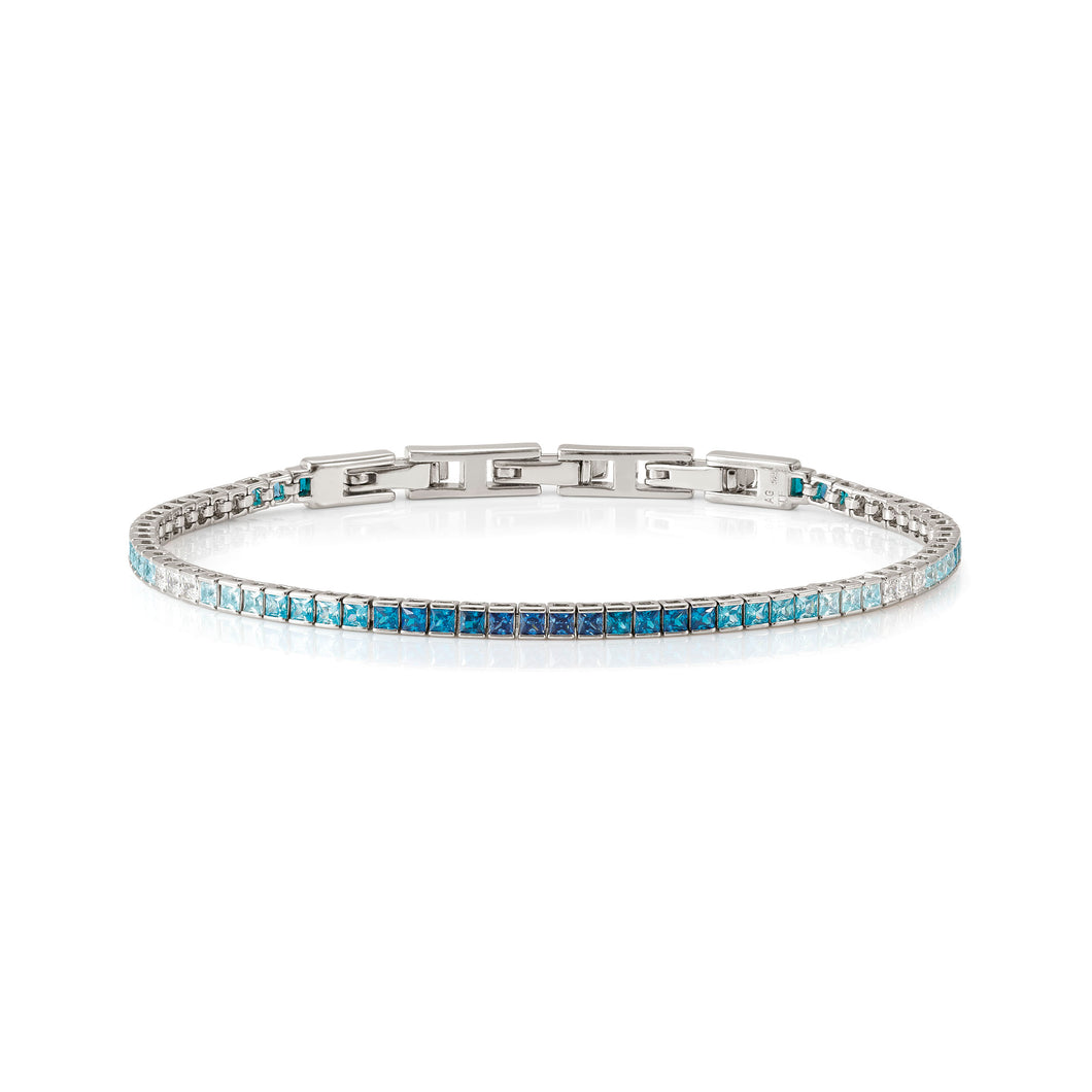 DAYTONIGHT SILVER TENNIS BRACELET 242102/006 TONAL BLUE CZ