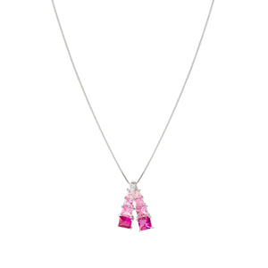 DAYTONIGHT SILVER NECKLACE 242104/003 TONAL PINK CZ PENDANT