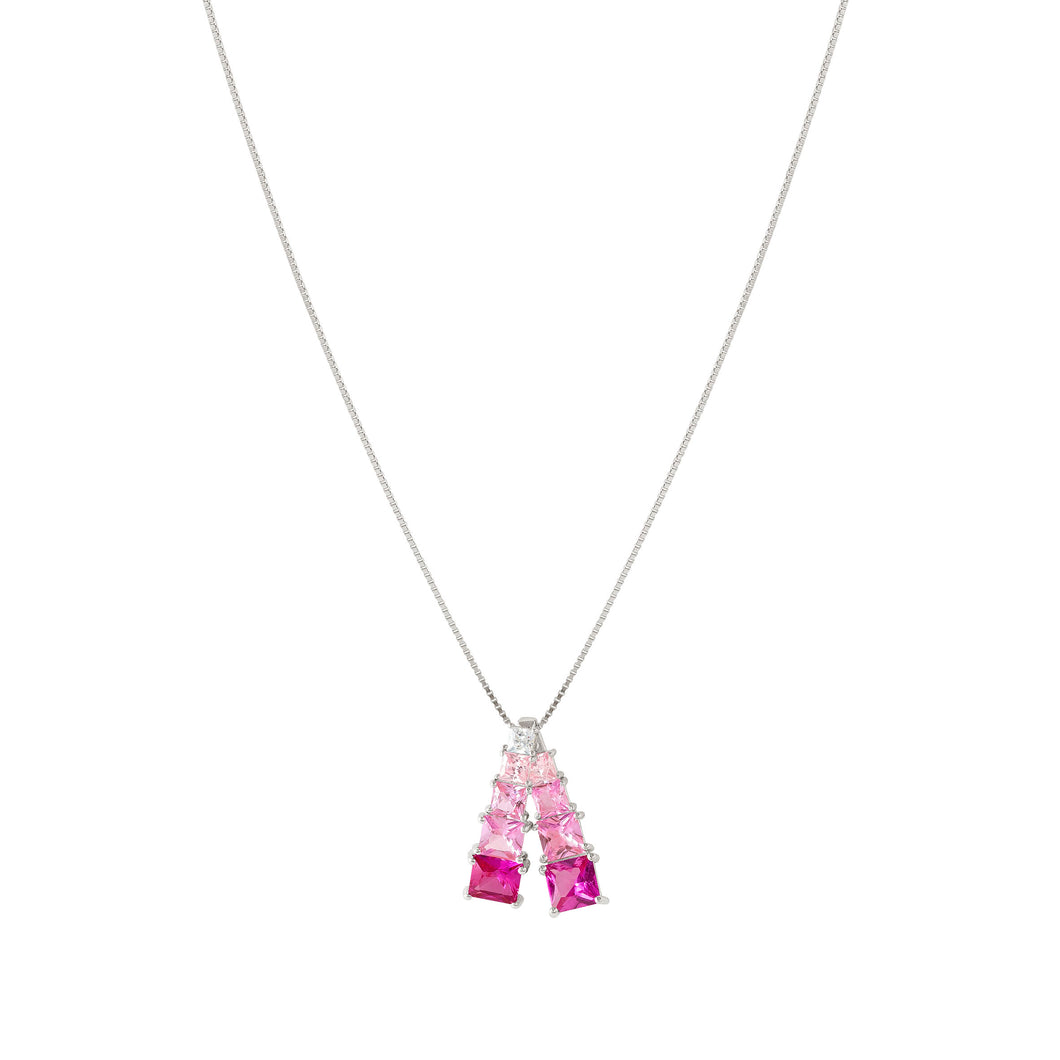 DAYTONIGHT SILVER NECKLACE 242104/003 TONAL PINK CZ PENDANT