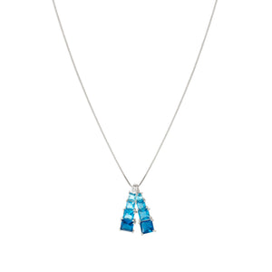 DAYTONIGHT SILVER NECKLACE 242104/006 TONAL BLUE CZ PENDANT
