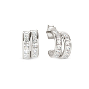 DAYTONIGHT SILVER EARRINGS 242107/010 DOUBLE STRAND WHITE CZ