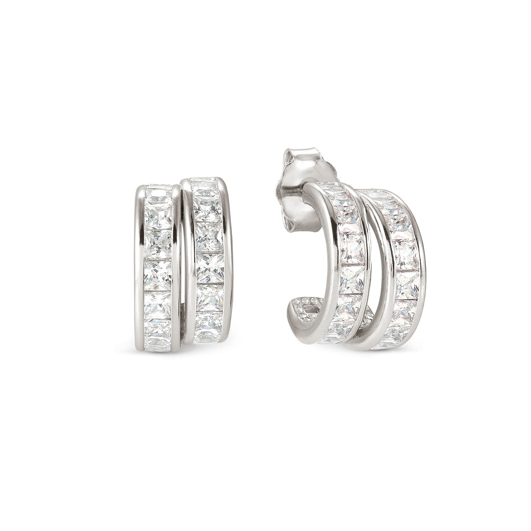 DAYTONIGHT SILVER EARRINGS 242107/010 DOUBLE STRAND WHITE CZ