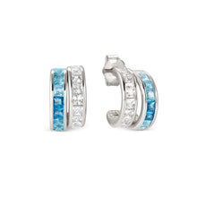 Load image into Gallery viewer, DAYTONIGHT SILVER EARRINGS 242107/041 DOUBLE STRAND WHITE &amp; BLUE CZ
