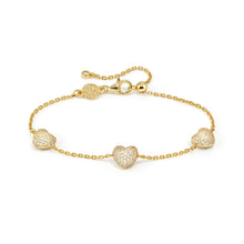 Load image into Gallery viewer, LIFEPOETRY BRACELET 242703/006 GOLD &amp; WHITE CZ HEART PENDANTS
