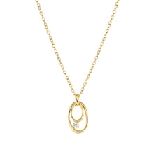 Load image into Gallery viewer, MY REBEL ART NECKLACE 242806/055 ORGANIC GOLD OVAL &amp; WHITE CZ
