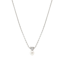Load image into Gallery viewer, PEARLS LOOP NECKLACE 242902/004 PEARL HEART PENDANT IN SILVER
