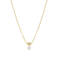 Load image into Gallery viewer, PEARLS LOOP NECKLACE 242902/006 PEARL HEART PENDANT IN GOLD
