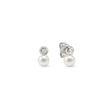 Load image into Gallery viewer, PEARLS LOOP EARRINGS 242903/043 PEARL CIRCLE STUDS IN SILVER
