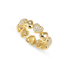 Load image into Gallery viewer, PRECIOUS MOVES RING 243201/006 GOLD HEARTS PAVÉ CZ
