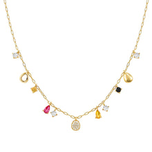Load image into Gallery viewer, PRECIOUS MOVES NECKLACE 243208/055 GOLD TEARDROP PENDANTS &amp; CZ
