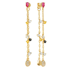 Load image into Gallery viewer, PRECIOUS MOVES EARRINGS 243212/055 GOLD &amp; MULTICOLOURED PENDANT TEARDROP CZ
