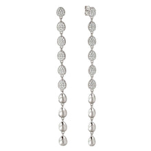 Load image into Gallery viewer, PRECIOUS MOVES EARRINGS 243214/053 LONG SILVER &amp; WHITE PENDANT OVAL CZ
