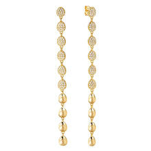 Load image into Gallery viewer, PRECIOUS MOVES EARRINGS 243214/055 LONG GOLD &amp; WHITE PENDANT OVAL CZ
