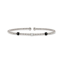 Load image into Gallery viewer, SIREN DREAM OPEN BANGLE 243307/002 SILVER, BLACK AGATE &amp; WHITE CZ
