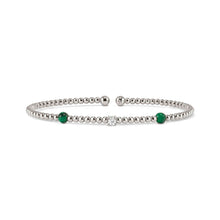 Load image into Gallery viewer, SIREN DREAM OPEN BANGLE 243307/045 SILVER, MALACHITE &amp; WHITE CZ
