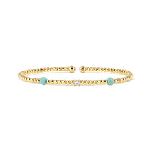 Load image into Gallery viewer, SIREN DREAM OPEN BANGLE 243308/003 GOLD, TURQUOISE &amp; WHITE CZ

