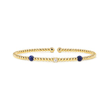 Load image into Gallery viewer, SIREN DREAM OPEN BANGLE 243308/004 GOLD, LAPIS LAZULI &amp; WHITE CZ
