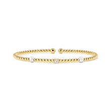 Load image into Gallery viewer, SIREN DREAM OPEN BANGLE 243308/007 GOLD, WHITE PEARL &amp; WHITE CZ
