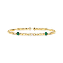 Load image into Gallery viewer, SIREN DREAM OPEN BANGLE 243308/045 GOLD, MALACHITE &amp; WHITE CZ
