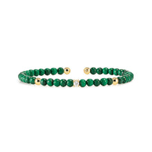 Load image into Gallery viewer, SIREN DREAM OPEN BANGLE 243309/045 GOLD, MALACHITE &amp; WHITE CZ
