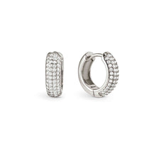 Load image into Gallery viewer, SIREN DREAM EARRINGS 243322/010 WHITE PAVÉ SET CZ HOOPS IN SILVER
