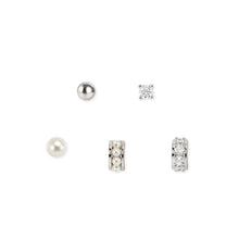 Load image into Gallery viewer, SIREN DREAM EARRINGS 243323/064 WHITE CZ &amp; PEARL STUD SET IN SILVER
