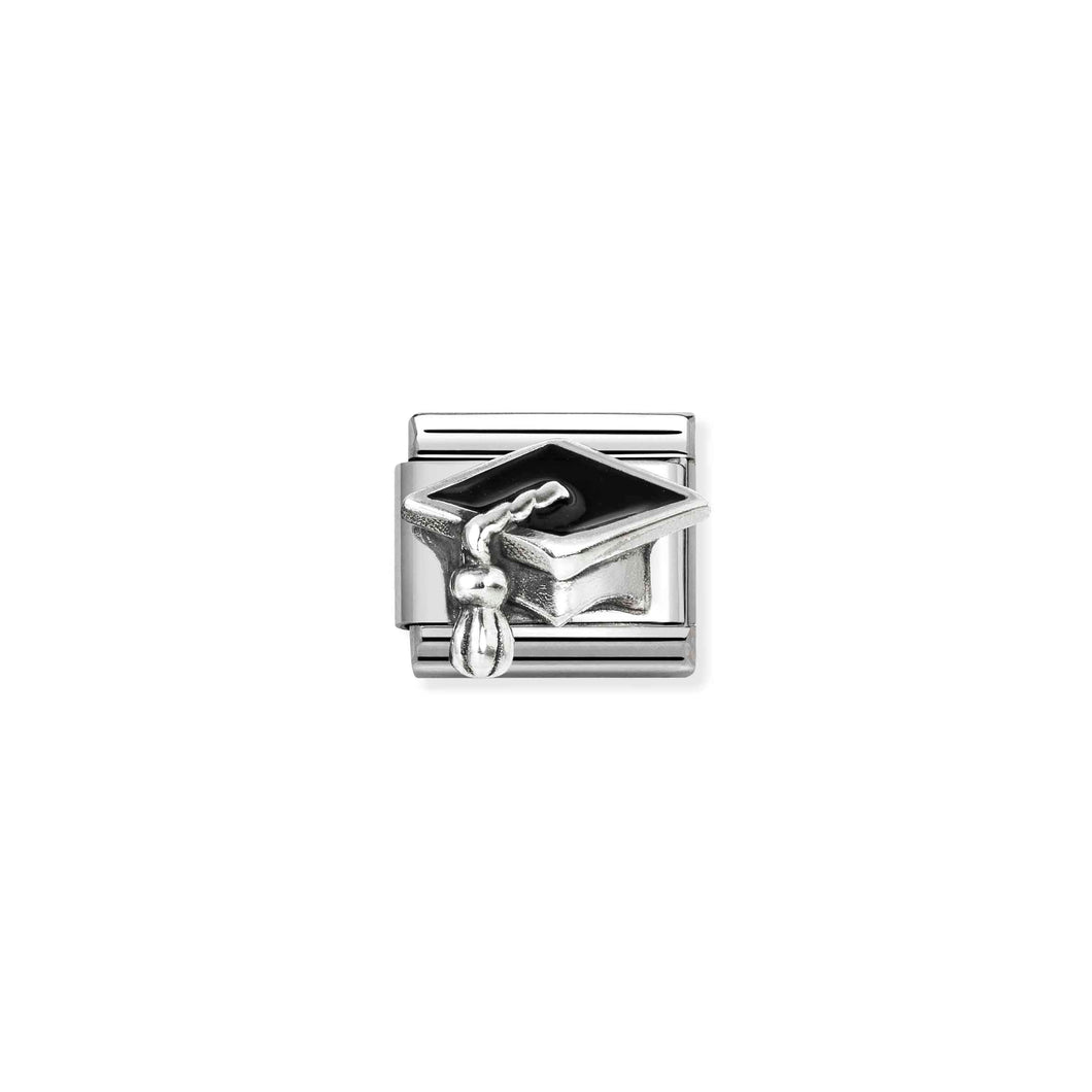 COMPOSABLE CLASSIC LINK 330204/32 GRADUATION HAT IN 925 SILVER & ENAMEL