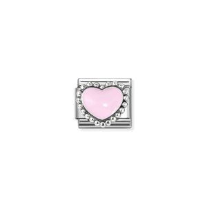COMPOSABLE CLASSIC LINK 330204/33 PASTEL PINK HEART IN 925 SILVER & ENAMEL