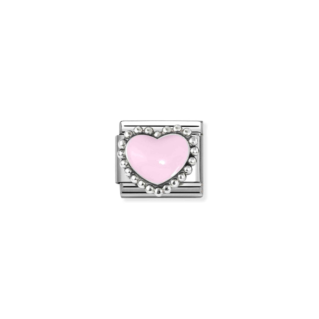COMPOSABLE CLASSIC LINK 330204/33 PASTEL PINK HEART IN 925 SILVER & ENAMEL