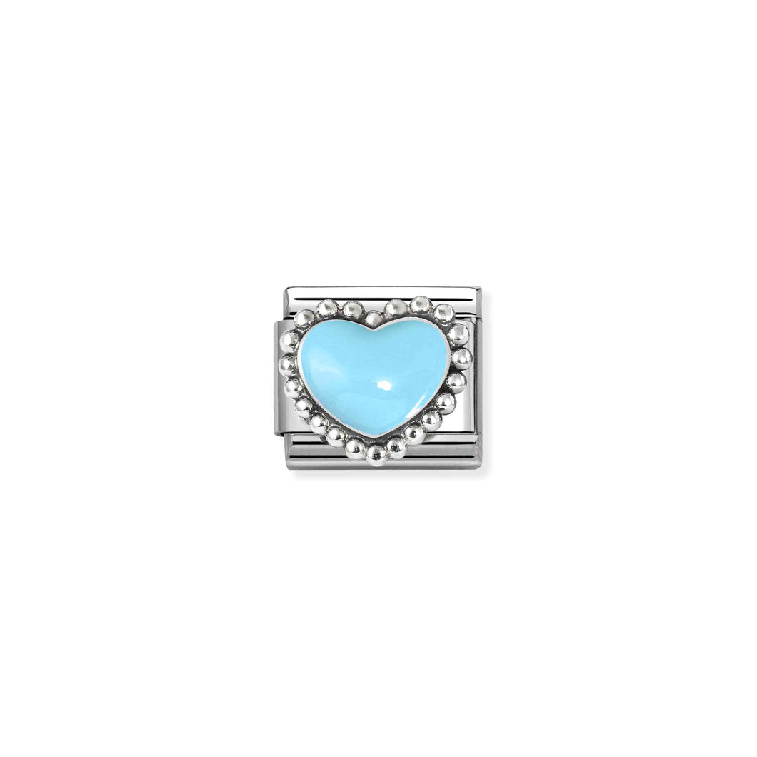 COMPOSABLE CLASSIC LINK 330204/34 PASTEL BLUE HEART IN 925 SILVER & ENAMEL