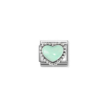 Load image into Gallery viewer, COMPOSABLE CLASSIC LINK 330204/35 PASTEL GREEN HEART IN 925 SILVER &amp; ENAMEL
