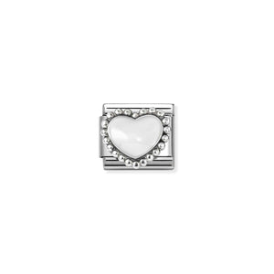 COMPOSABLE CLASSIC LINK 330204/36 WHITE HEART IN 925 SILVER & ENAMEL