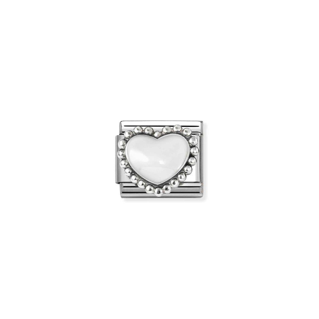 COMPOSABLE CLASSIC LINK 330204/36 WHITE HEART IN 925 SILVER & ENAMEL